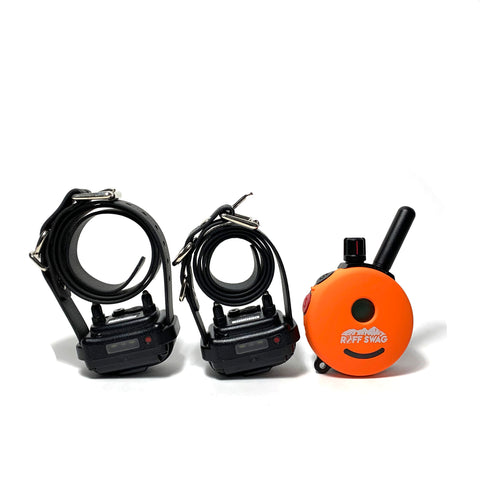 Orange Ruff Swag Face Plate on Mini Educator E-Collar. 1 Remotes 2 Collar System.