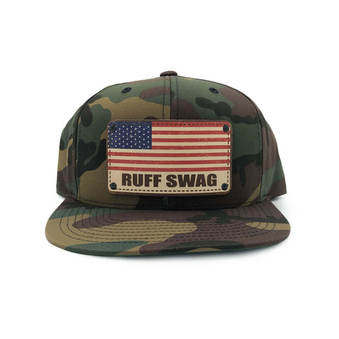Camo American Flag Snap Back Hat