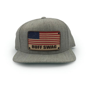 Grey American Flag Snap Back Hat